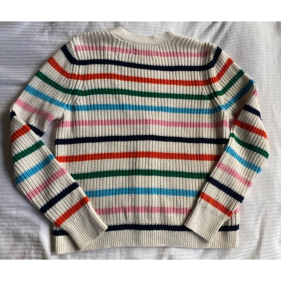 Ann Taylor Loft Rainbow Striped Cardigan Sweater. Staud Style Cotton Blend LARGE - Picture 6 of 9